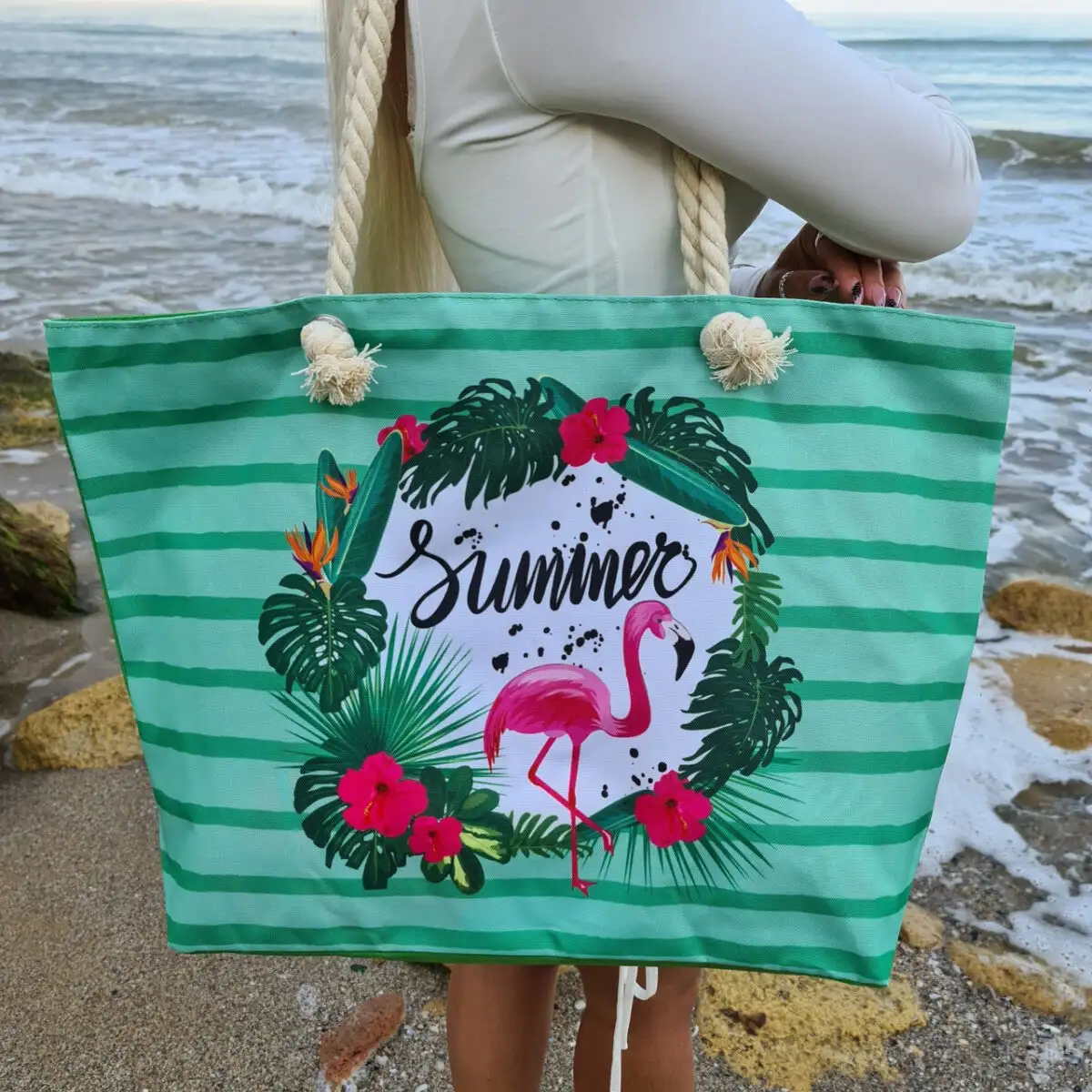 Пляжна Сумка Фламінго Flamingo Green - Зображення 3