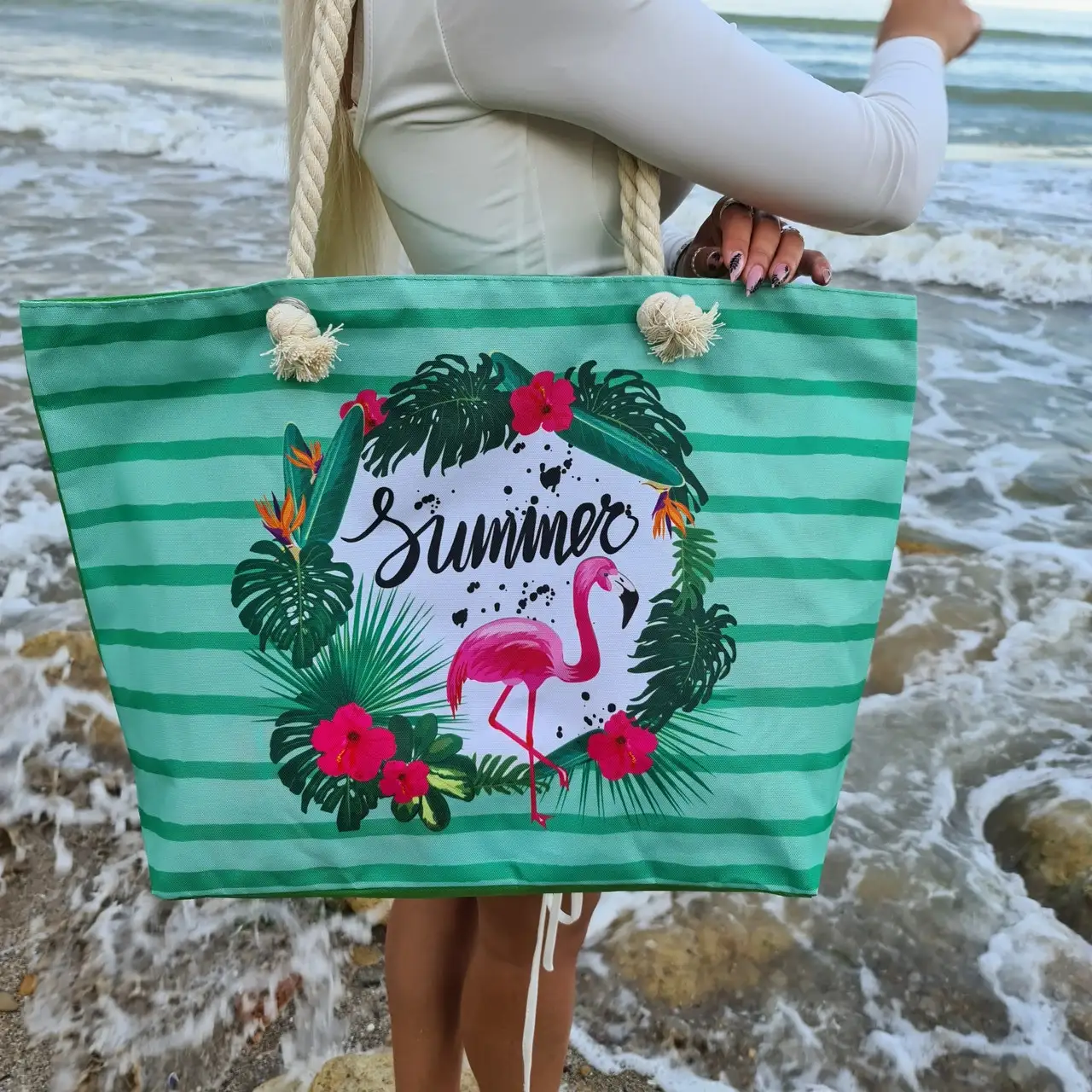 Пляжна Сумка Фламінго Flamingo Green - Зображення 1