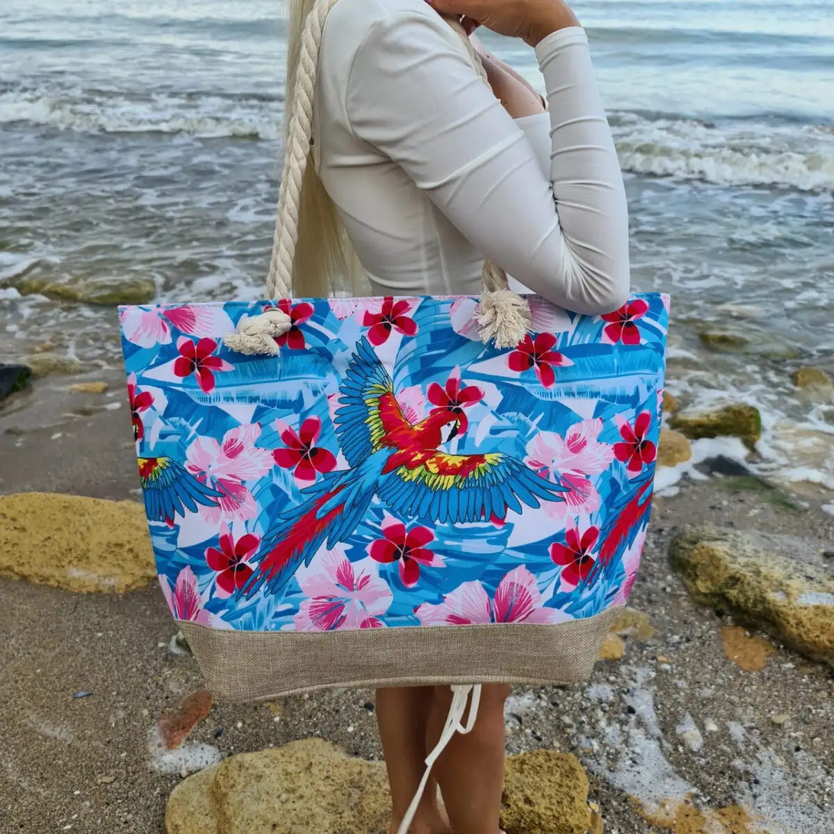 Пляжна Сумка Flowers Bird - Зображення 2