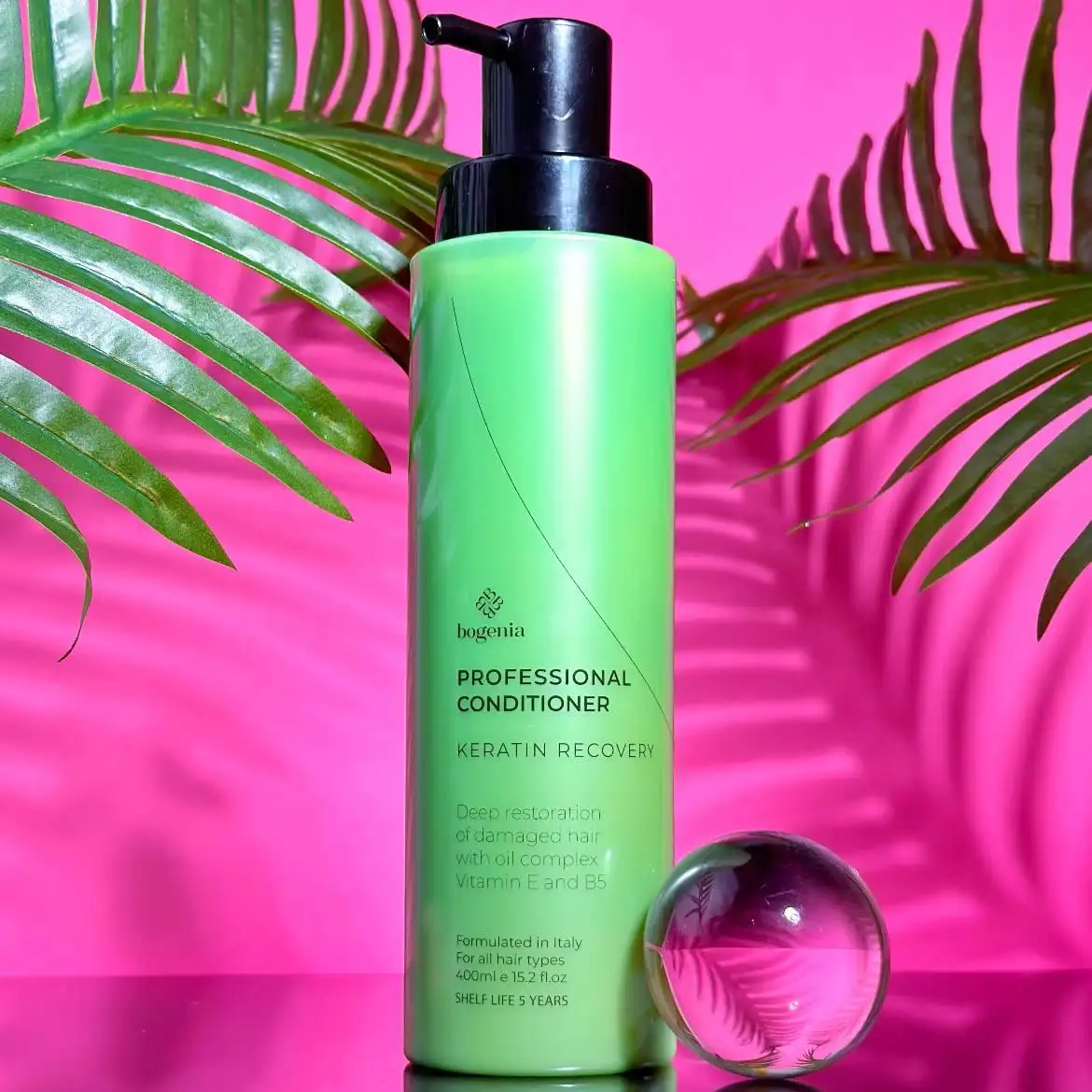 Професійний безсульфатний кондиціонер для волосся "Кератинове відновлення" Bogenia 400 мл BG404.002 - Зображення 1