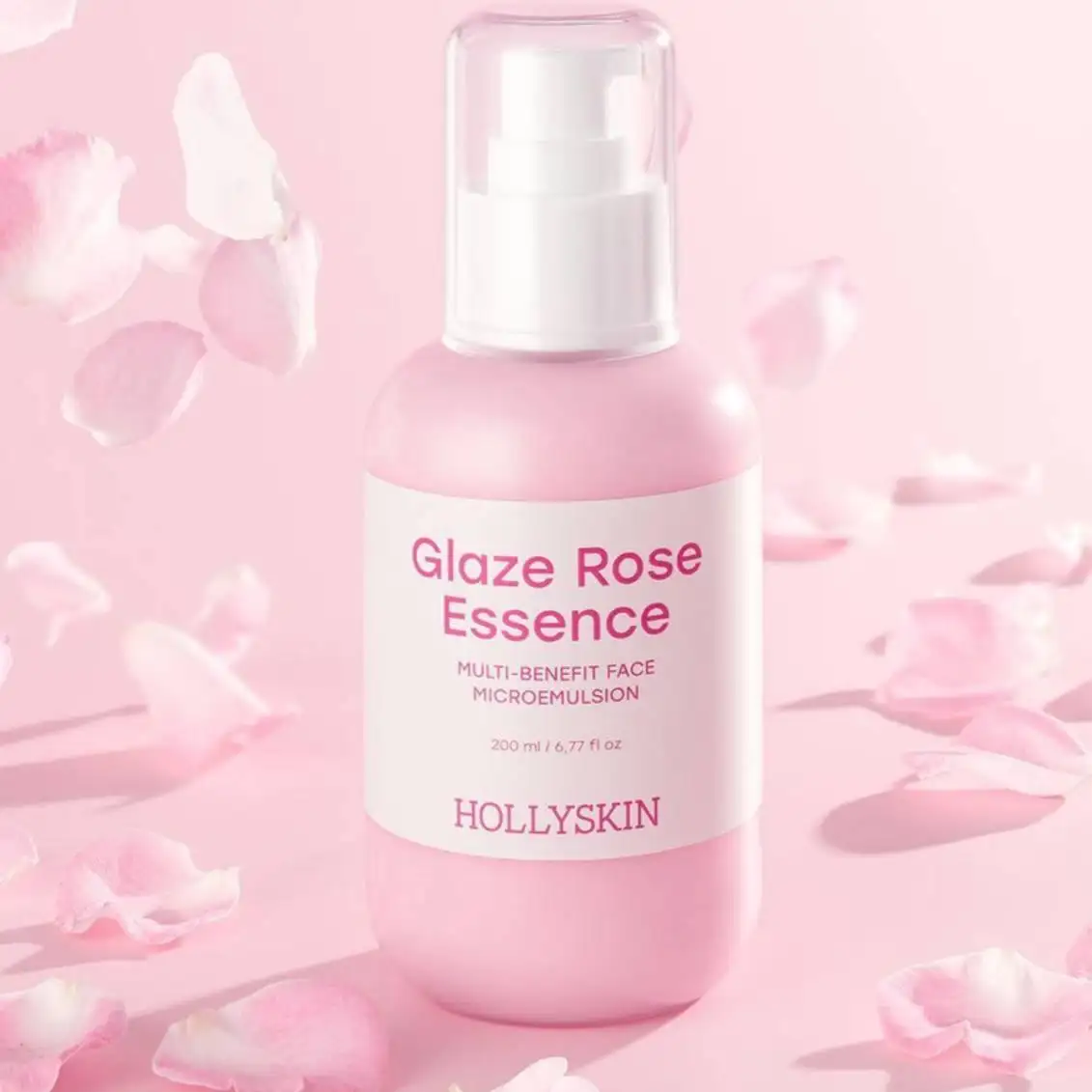 Мультифункціональна трояндова мікроемульсія для обличчя Hollyskin Glaze Rose Essence 200 мл - Зображення 1